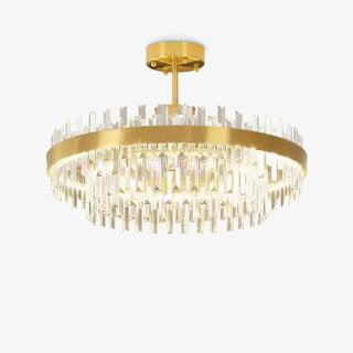 Lustra Lustre Élégant en Cristal et Laiton en Forme de Tambour