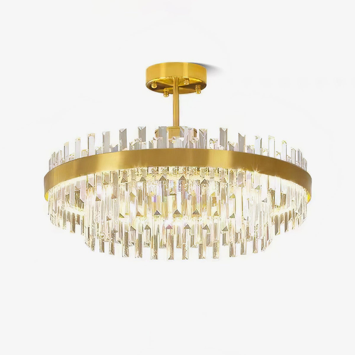 Vianaira Lustre Élégant en Cristal et Laiton en Forme de Tambour