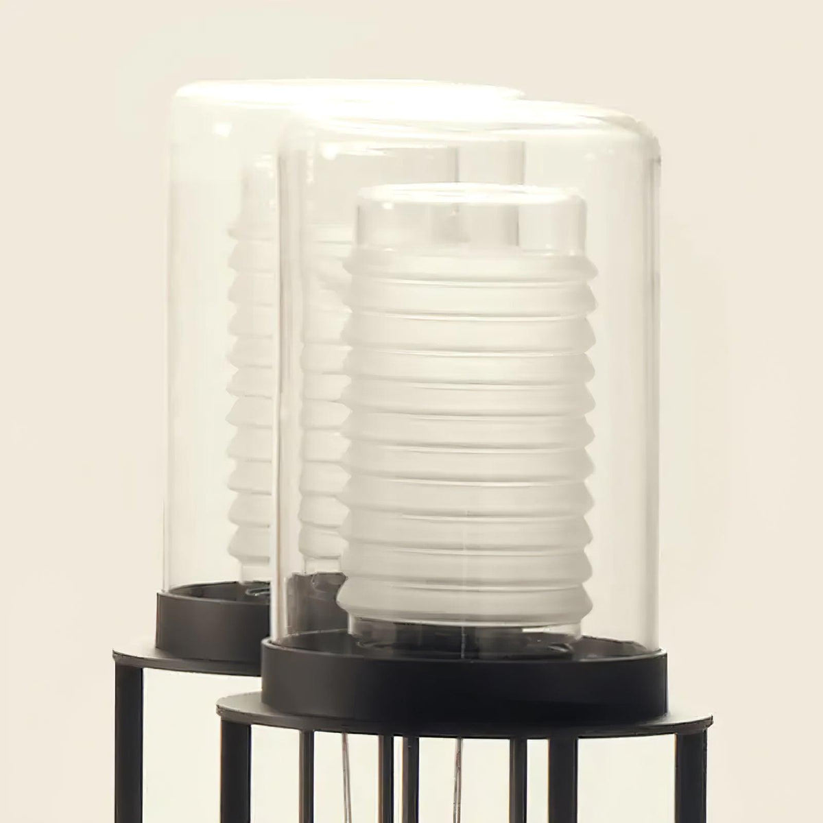Vega Dual Cylinder Glass Floor Lamp-Neutral Decor