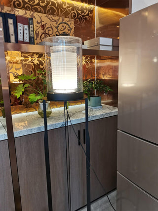 Vega Dual Cylinder Glass Floor Lamp-Neutral Decor
