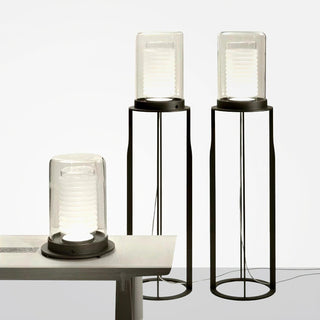 Vega Dual Cylinder Glass Floor Lamp-Neutral Decor