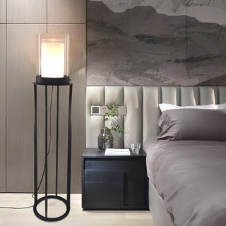 Vega Dual Cylinder Glass Floor Lamp-Neutral Decor