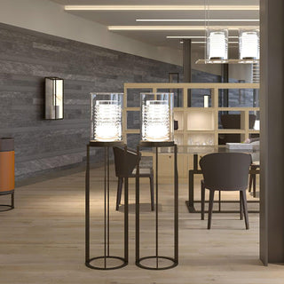 Vega Dual Cylinder Glass Floor Lamp-Neutral Decor