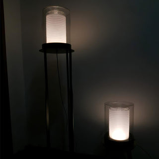 Vega Dual Cylinder Glass Floor Lamp-Neutral Decor