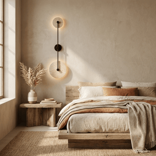 Dual Disc Travertine Wall Sconce-Neutral Decor