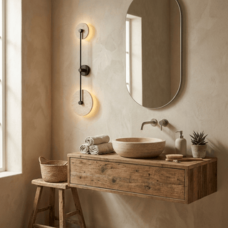 Dual Disc Travertine Wall Sconce-Neutral Decor