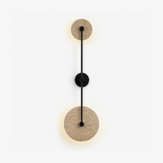 Dual Disc Travertine Wall Sconce-Neutral Decor