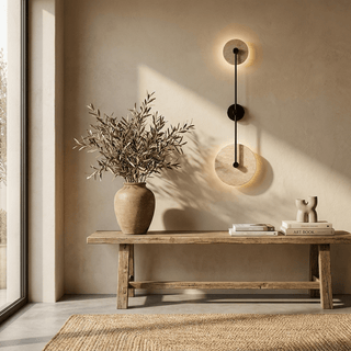 Dual Disc Travertine Wall Sconce-Neutral Decor