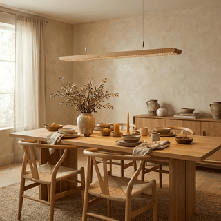 Dual Louver Wood Linear Pendant Lamp-Neutral Decor