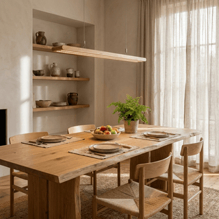 Dual Louver Wood Linear Pendant Lamp-Neutral Decor