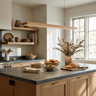 Dual Louver Wood Linear Pendant Lamp-Neutral Decor
