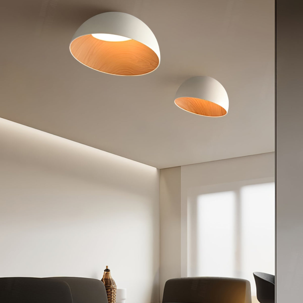 Viriana Plafonnier Dôme Bois Minimaliste