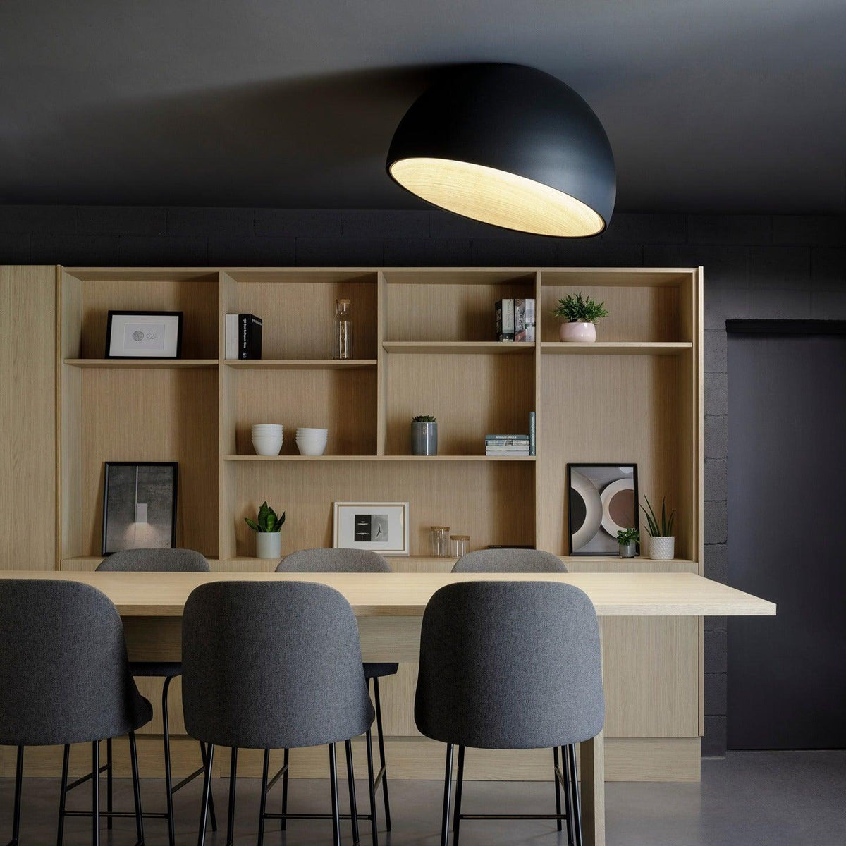 Ceiling Lamp Dome Wood Interior Warm-Neutral Decor