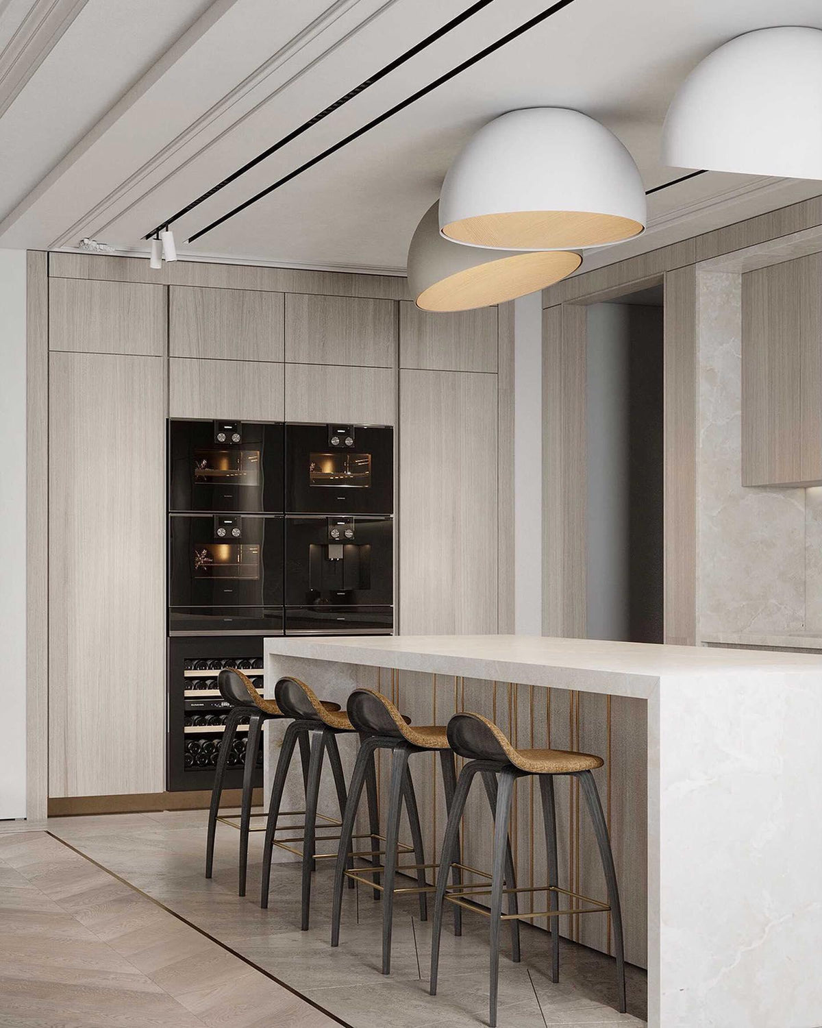 Ceiling Lamp Dome Wood Interior Warm-Neutral Decor