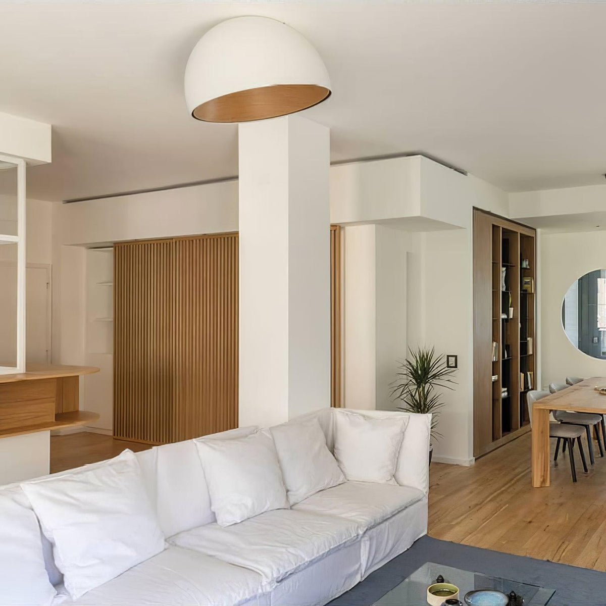 Ceiling Lamp Dome Wood Interior Warm-Neutral Decor