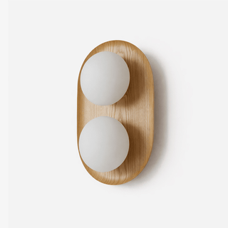 Duo Orb Wood Wall Lamp-Neutral Decor