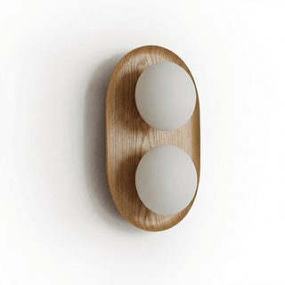 Duo Orb Wood Wall Lamp-Neutral Decor