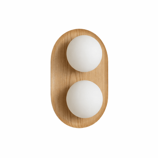 Duo Orb Wood Wall Lamp-Neutral Decor