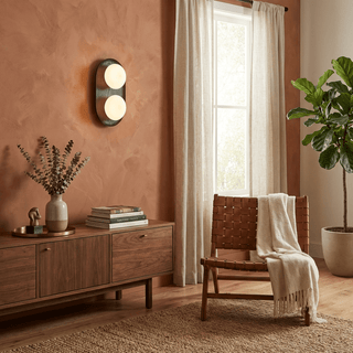 Duo Orb Wood Wall Lamp-Neutral Decor