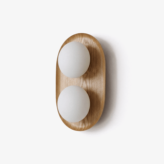 Duo Orb Wood Wall Lamp-Neutral Decor