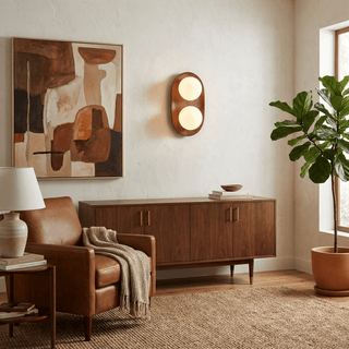 Duo Orb Wood Wall Lamp-Neutral Decor