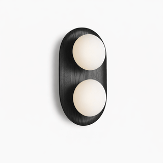 Duo Orb Wood Wall Lamp-Neutral Decor