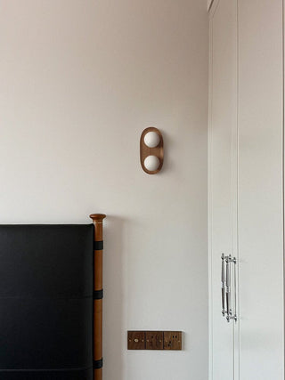 Duo Orb Wood Wall Lamp-Neutral Decor