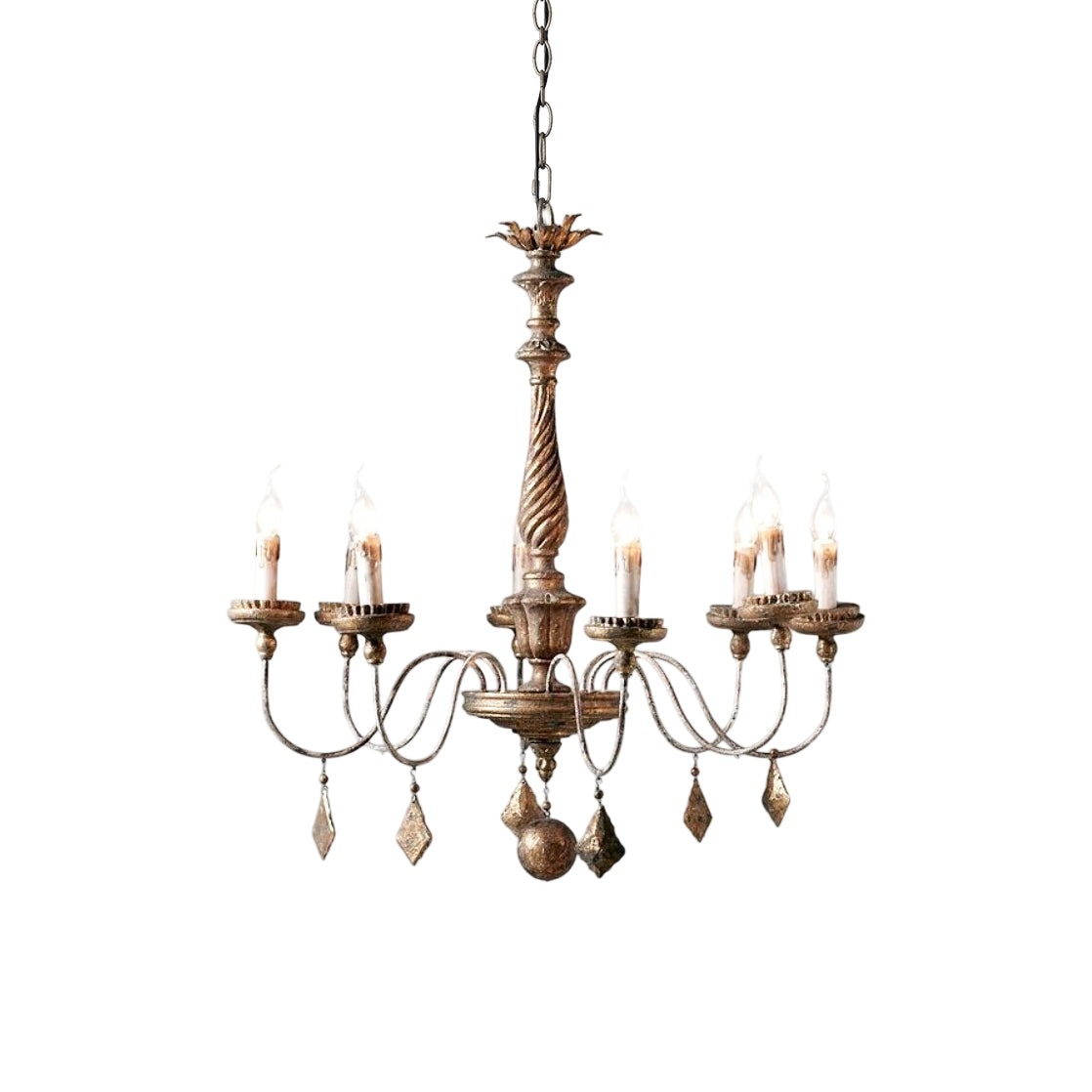 Urn Lustre Métal Or Vieilli Luxe Postmoderne
