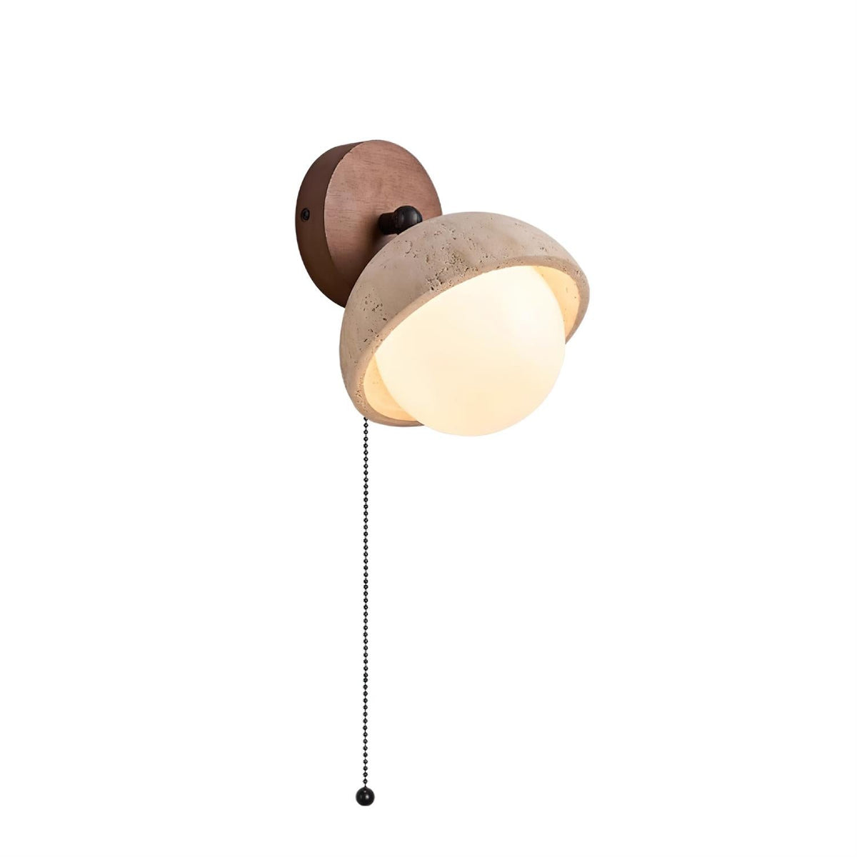 Eala Wall Lamp Travertine Wood Minimalist Modern-Neutral Decor