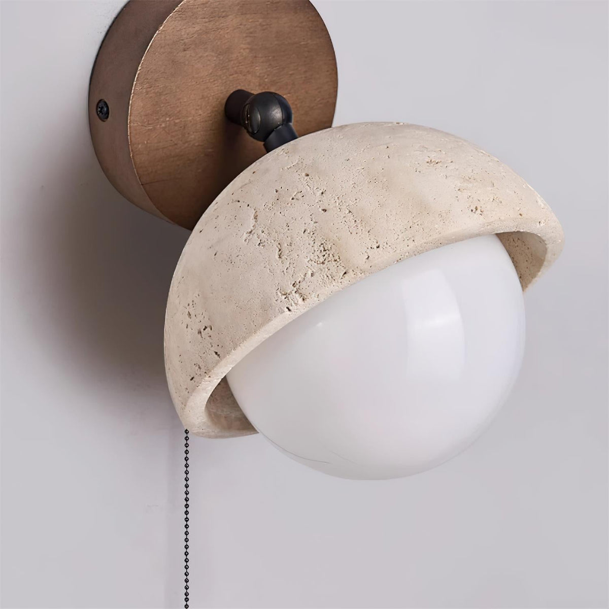 Eala Wall Lamp Travertine Wood Minimalist Modern-Neutral Decor