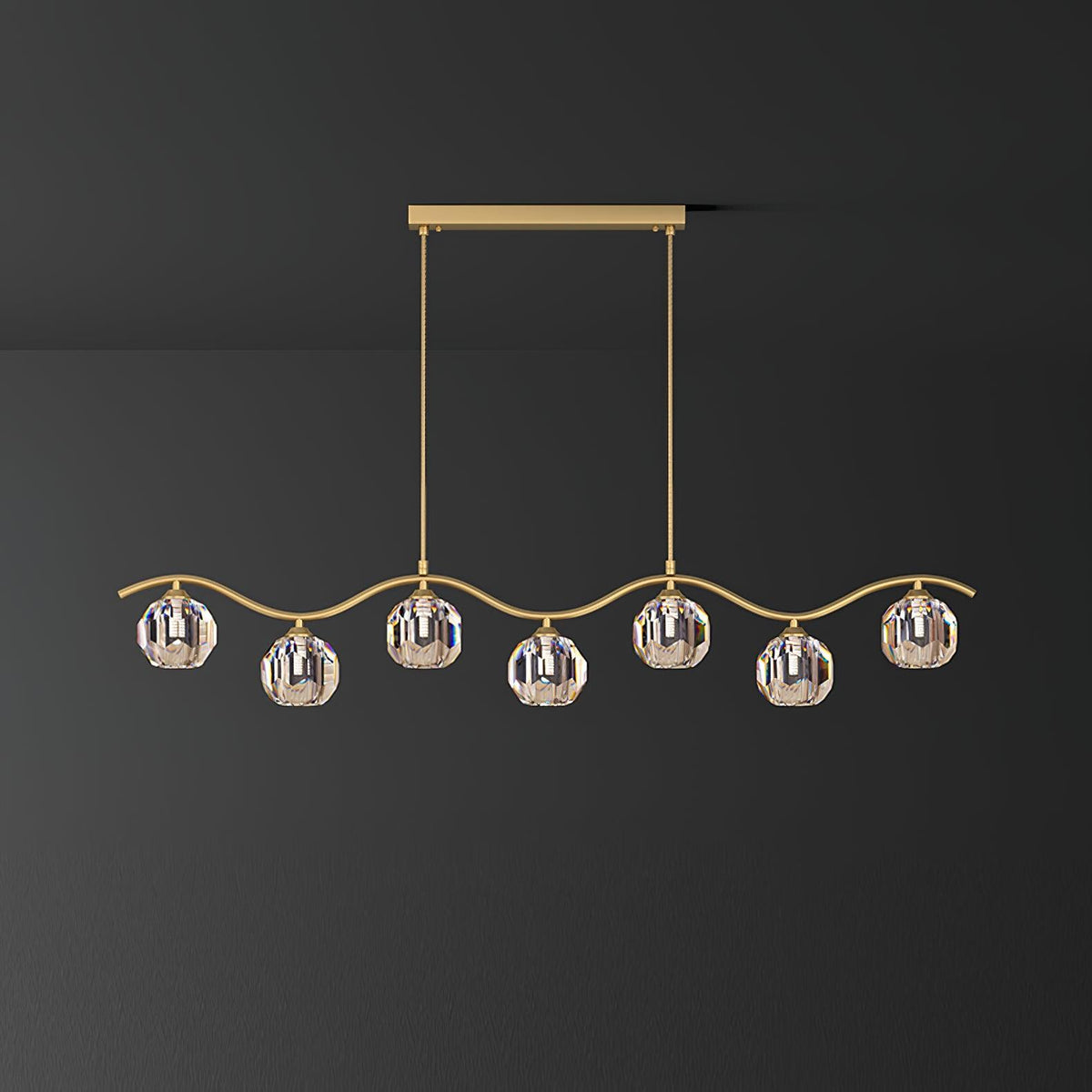 Calora Lustre Cuivre et Cristal Géométrique