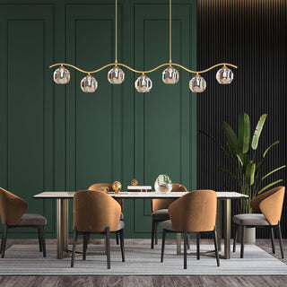 Lustra Lustre Cuivre et Cristal Géométrique