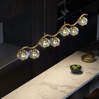 Lustra Lustre Cuivre et Cristal Géométrique