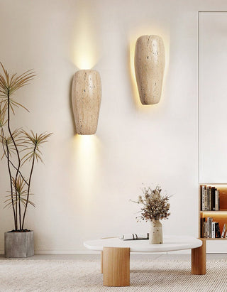 Earthy Stone Wall Sconce-Neutral Decor