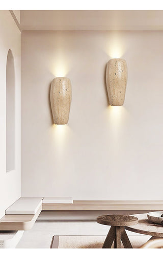 Earthy Stone Wall Sconce-Neutral Decor