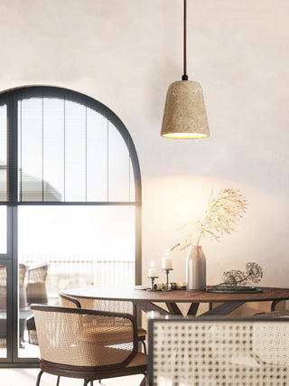 Earthy Travertine Cone Pendant Light-Neutral Decor