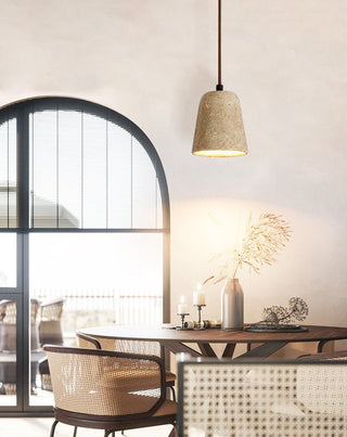 Earthy Travertine Cone Pendant Light-Neutral Decor