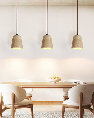 Earthy Travertine Cone Pendant Light-Neutral Decor
