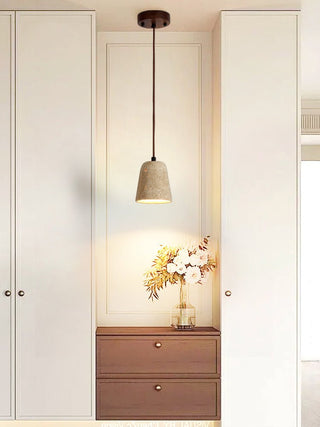 Earthy Travertine Cone Pendant Light-Neutral Decor
