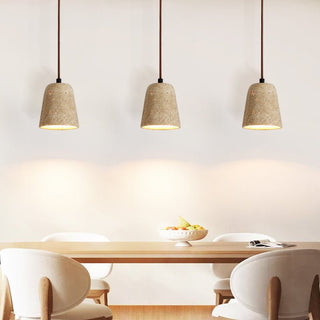 Earthy Travertine Cone Pendant Light-Neutral Decor