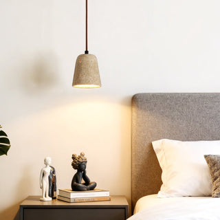 Earthy Travertine Cone Pendant Light-Neutral Decor