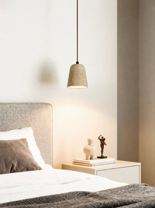 Earthy Travertine Cone Pendant Light-Neutral Decor