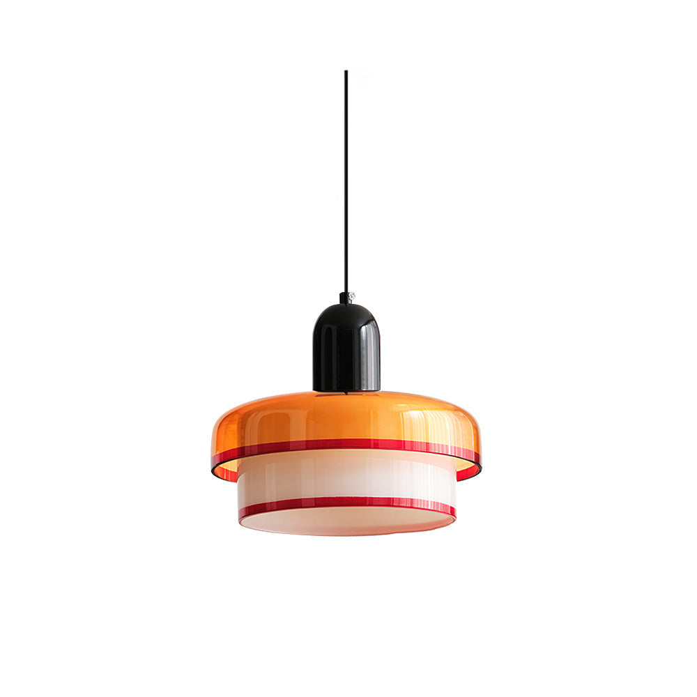 Ebern Pendant Light with orange and white glass shade.