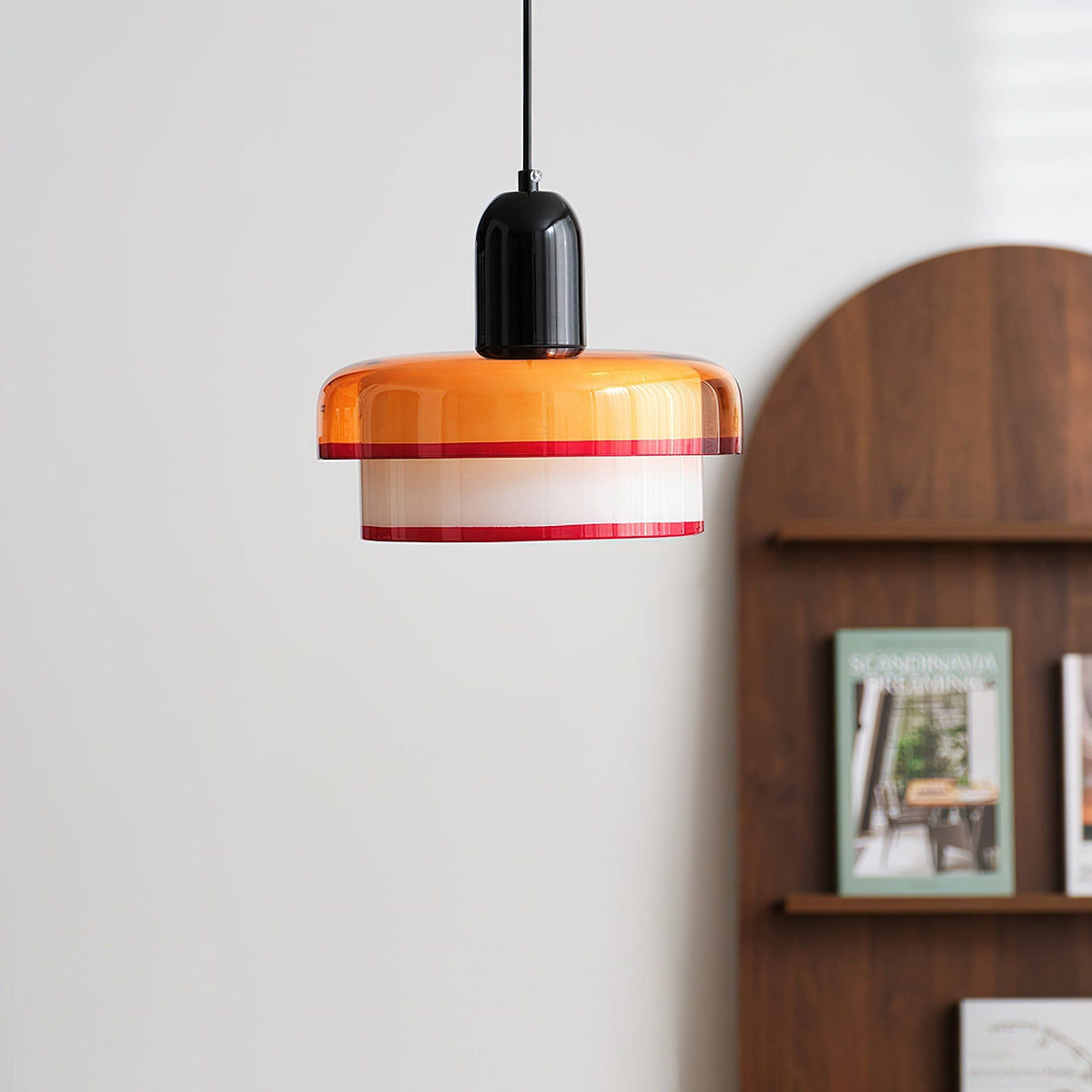 Angled view of the Ebern Pendant Light showing its retro design.