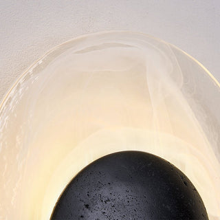 Orla Applique Murale en Coquille de Travertin Noir Cosmica Eclipse