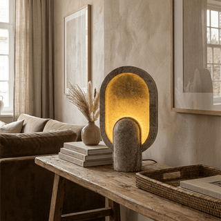 Eclipse Travertine Table Lamp-Neutral Decor