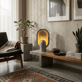 Eclipse Travertine Table Lamp-Neutral Decor