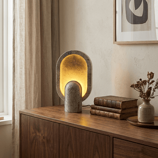 Eclipse Travertine Table Lamp-Neutral Decor