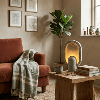Eclipse Travertine Table Lamp-Neutral Decor