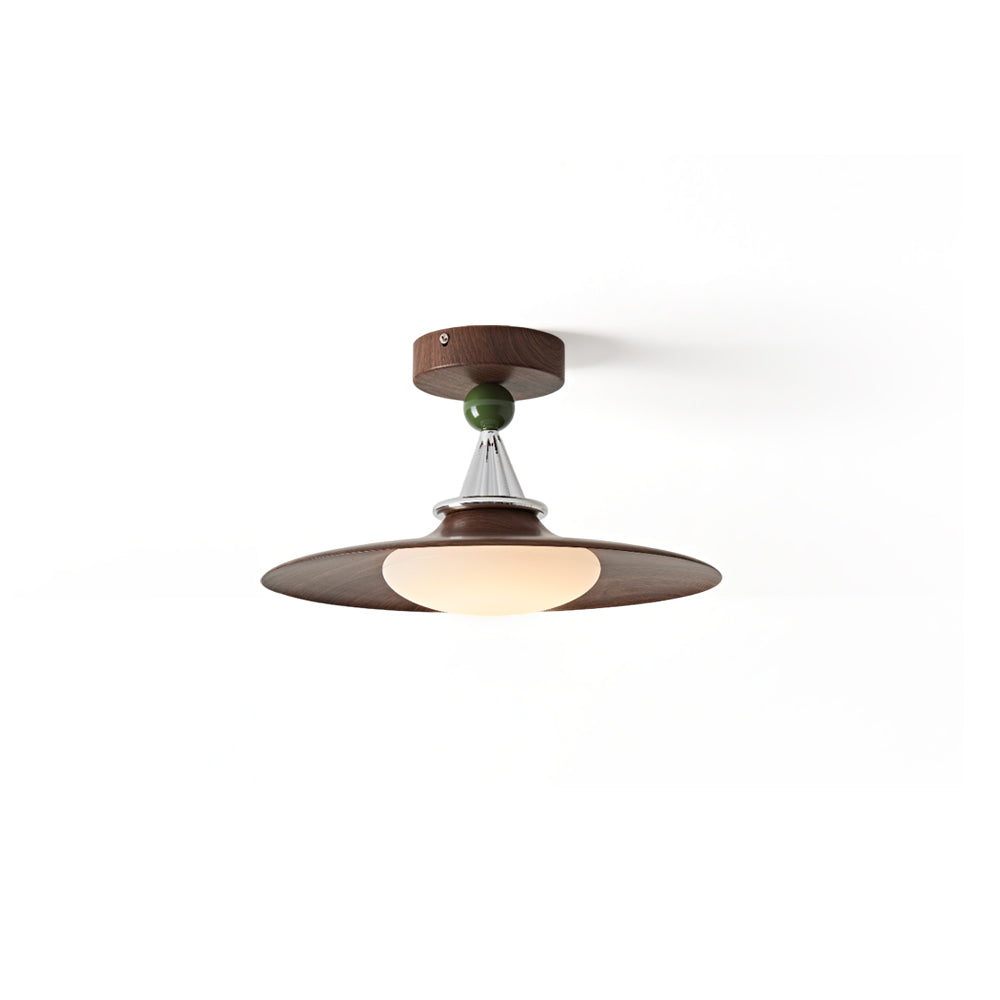 Eden Ceiling Light with green, wood-tone, and chrome finishes.